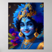 Poster Lord Shri Krishna Hindu Deity AI Généré (Devant)