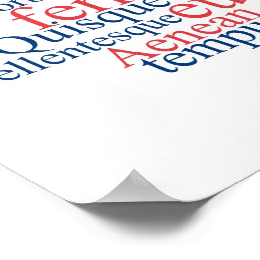 Poster Lorem Ipsum Word Cloud - version bleu-rouge (Coin)