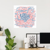 Poster Lorem Ipsum Word Cloud - version bleu-rouge (Bureau à domicile)