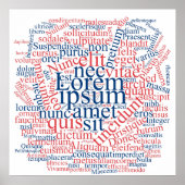 Poster Lorem Ipsum Word Cloud - version bleu-rouge (Devant)