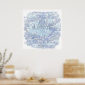 Poster Lorem Ipsum Word Cloud - version bleue (Cuisine)