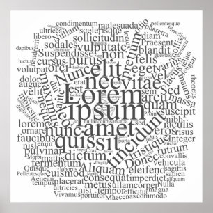 Poster Lorem Ipsum Word Cloud - Version grise
