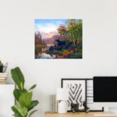 Poster L'orignal majestueux dans un paysage d'automne sué (Bureau à domicile)