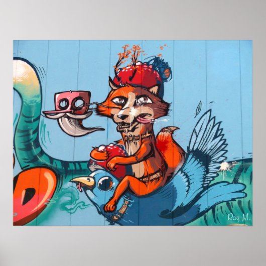 Poster "L'ornithologie Fox" Graffiti art (Devant)