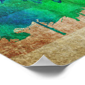 Poster Los Angeles, CA | Aquarelle Ville Skyline (Coin)