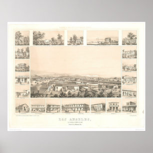 Poster Los Angeles, CA. Carte panoramique 1857 (0903A)