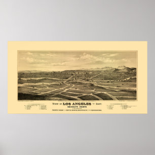 Poster Los Angeles, CA Carte panoramique - 1877