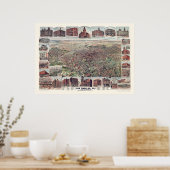 Poster Los Angeles, CA Carte panoramique - 1891 (Cuisine)