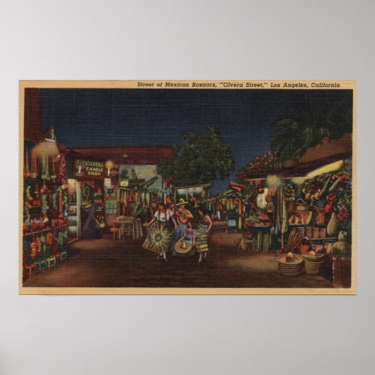 Poster Los Angeles, CA - Olvera Street (Devant)