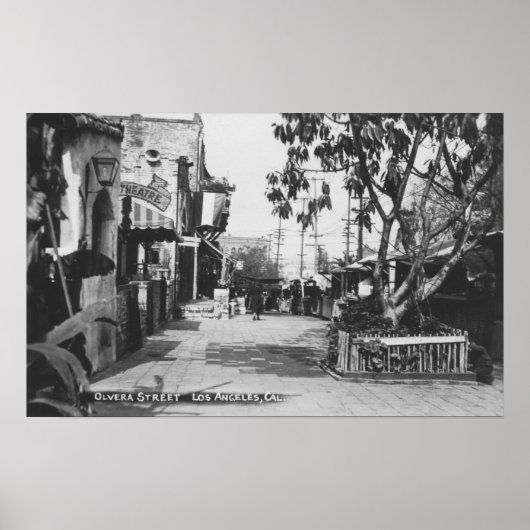 Poster Los Angeles, CA Vue de la rue Olvera (Devant)