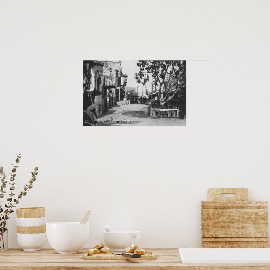 Poster Los Angeles, CA Vue de la rue Olvera (Cuisine)