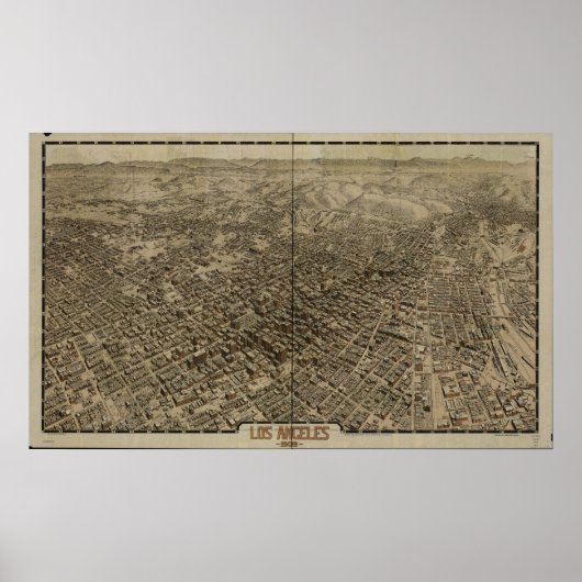 Poster Los Angeles California 1909 Panoramic Map (Devant)