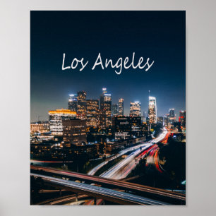 Poster Los Angeles California City Skyline la nuit