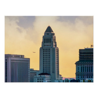 Poster Los Angeles City Hall Skyline – Downtown LA Print