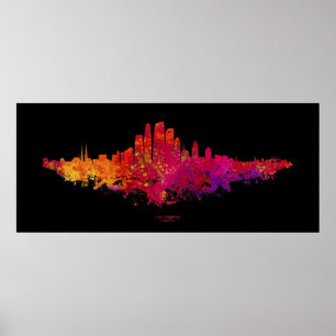 Poster Los Angeles City Skyline couleur