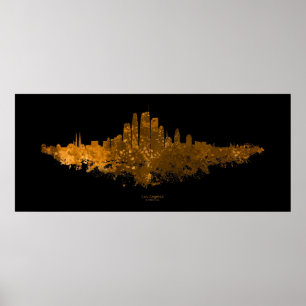 Poster Los Angeles City Skyline - Orange