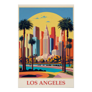 Poster Los Angeles, illustration Art Déco,