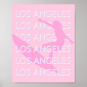 Poster Los Angeles Travel Art, Californie, Rose, Preppy