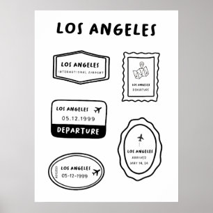 Poster Los Angeles - Travel Stamp Collection Minimalist