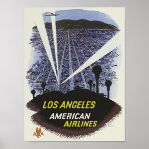Poster Los Angeles USA Aviation Airline Vintage Travel