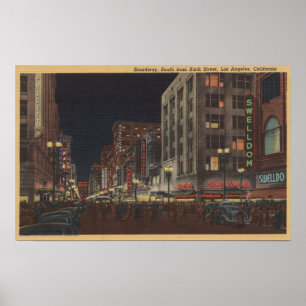 Poster Los Angeles, vue de CASouth de Broadway de 6ème