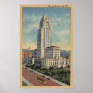 Poster Los Angeles, VUS de l'Hôtel de Ville et téléphériq