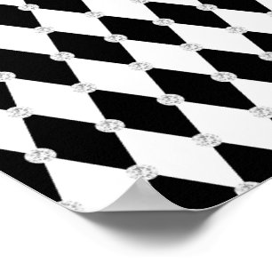 Poster Losange de forme diamantée noir et blanc Harlequin