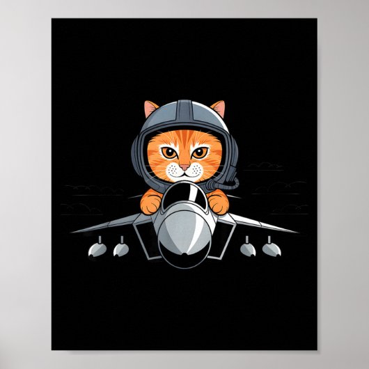 Poster Lot Cat Fighter Jet Funny Aviation Kitty Design  (Devant)