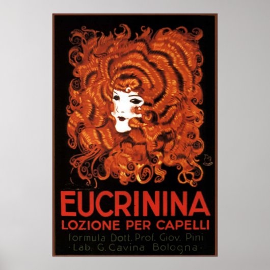 Poster Lotion de cheveux, Italie, Eucrinina publicité Vin (Devant)