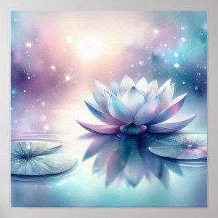 Poster Lotus Céleste Fleurir Nénuphar Spirituel Cosmique