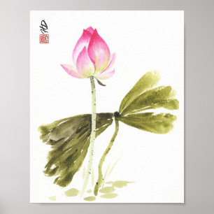 Poster Lotus dans une réflexion silencieuse
