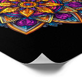 Poster Lotus de méditation mandala coloré (Coin)