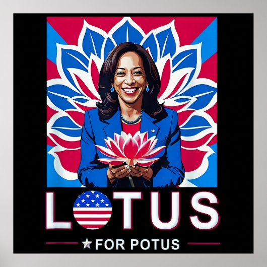 Poster Lotus For Potus USA Election Kamala Harris 2024 (Devant)