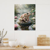 Poster Lotus Grenouille Étang Zen (Cuisine)
