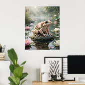 Poster Lotus Grenouille Étang Zen (Bureau à domicile)