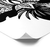 Poster Lotus Leaf moderne Bohème Noir Blanc Tropical (Coin)