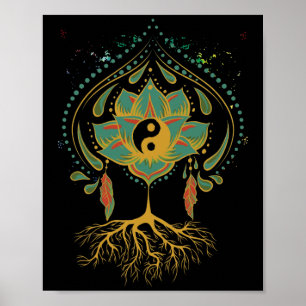 Poster Lotus Mandala Yin Yang Géométrie Sacrée Spirituel