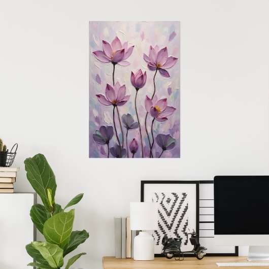 Poster Lotus – Peinture à l'huile (Bureau à domicile)