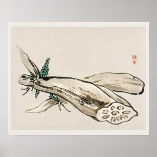 Poster Lotus Root par Kōno Bairei (1844-1895)