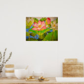 Poster Lotus rose nénuphar aquarelle peinture (Cuisine)