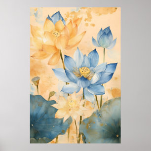 Poster Lotus sacré (Nelumbo nucifera), une plante aquatiq