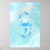 Poster Lotus Sarcelle en Fleur Reflet Azuré (Devant)