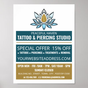 Poster Lotus Tattoo, Tattoo & Body Piercing Studio Advert