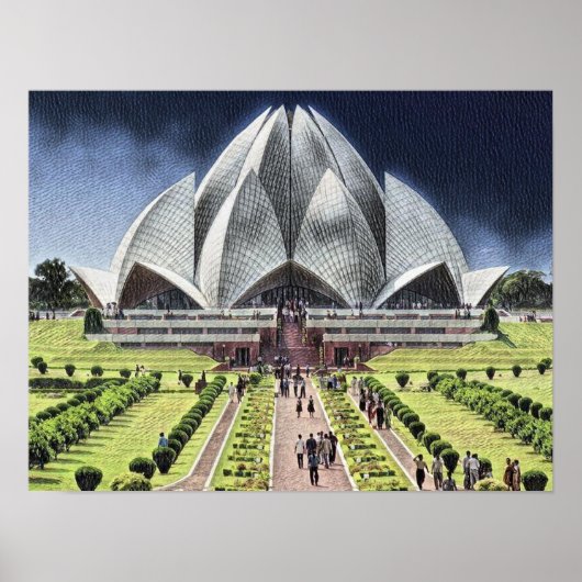 Poster Lotus Temple Delhi Inde (Devant)