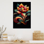 Poster Lotus Vibrant : Un Design Floral Whimsical (Cuisine)