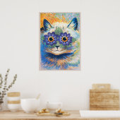 Poster Louis Wain, Chat aux yeux décorés de fleurs, Affic (Cuisine)