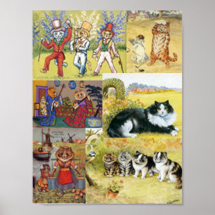 Poster Louis Wain De Nombreuses Peintures De Chats Amusan