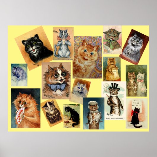 Poster Louis Wain Peintures de chats (Devant)