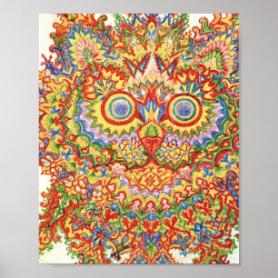 Poster Louis Wain Psychedelic Chat Coloré