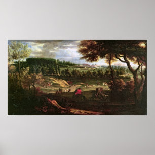 Poster Louis XIV chassant à marneux avec une vue